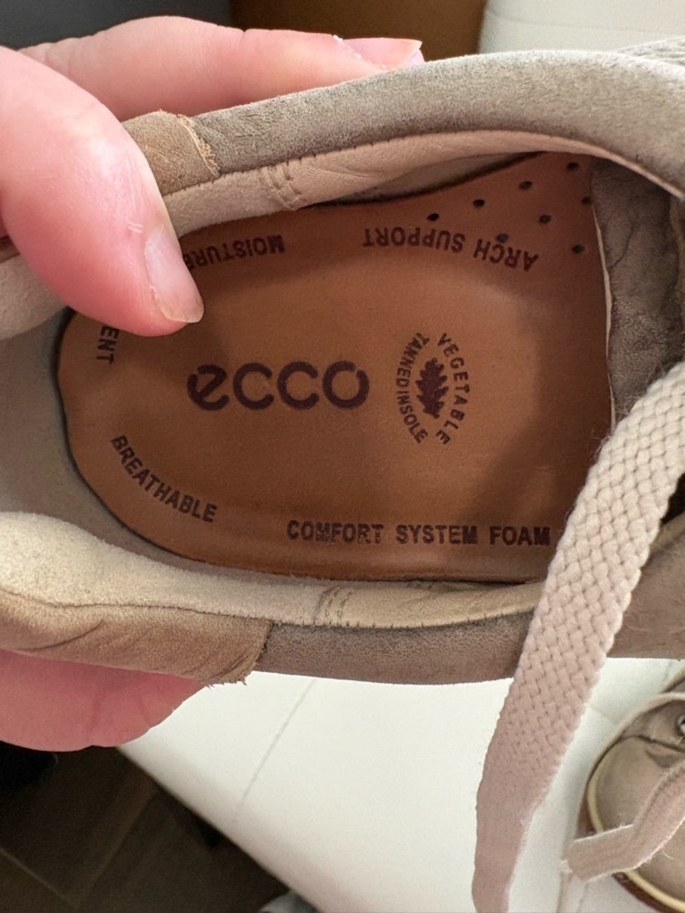 Ecco Taupe Suede Lace-Up Sneaker - Picture 3 of 4